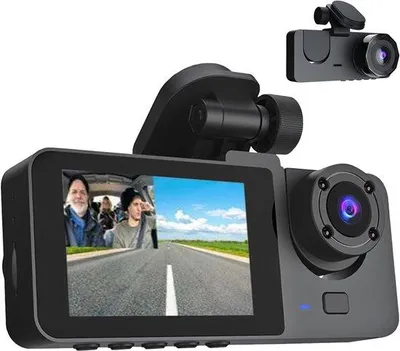 Productafbeelding van Dashcam met drie kanalen, nachtzichtfunctie, bewegingsdetectie, parkeerbewaking, sensorsbescherming en rondomopname
