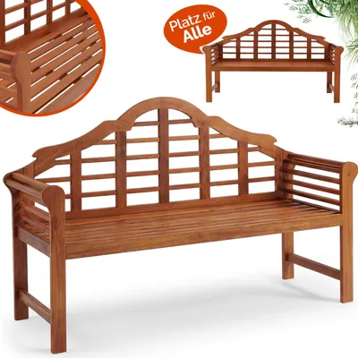 Immagine prodotto di CASARIA® Panchina da Giardino Resistente in Legno Eucalipto Certificato FSC® Portata 320 kg 2 posti con Braccioli e Schienale 135x56 cm Panca per Balcone