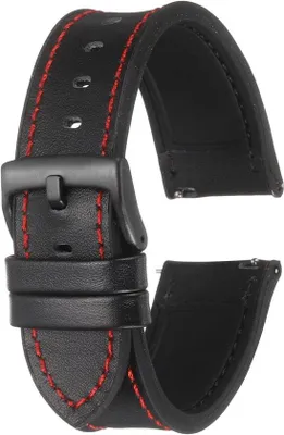 Immagine prodotto di Bracciale in pelle nero da 22 mm, impermeabile
