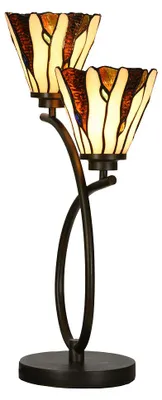 Zdjęcie produktu dla Clayre & Eef Lampa stołowa Tiffany 46x28x63 cm Beżowe szkło