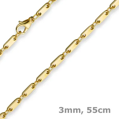 Produktbild von 3mm Kette Collier Plattenkette aus 585 Gold Gelbgold 55cm Uni Goldkette