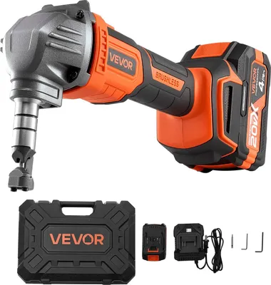 Imagen del producto de VEVOR Cortador de Metal Inalámbrico con Batería de 20 V y 4000 mAh, Eficiente Motor sin Escobillas de 2200 RPM, con Estuche de Plástico para Cortar Láminas de Acero y Aluminio, Rendimiento Potente