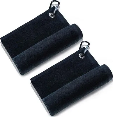Produktbild von Famanu Mikrofaser Golfhandtuch Set 2 Stück mit Clip - für Golf, Yoga, Camping und Fitness