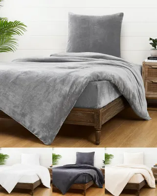 Produktbild von JACK Teddy Flausch Bettwäsche Uni 135x200cm Plüsch Cashmere Touch Weiß Grau Anthrazit Creme Blau Schwarz Einfarbig Warm, Farbe:Grau