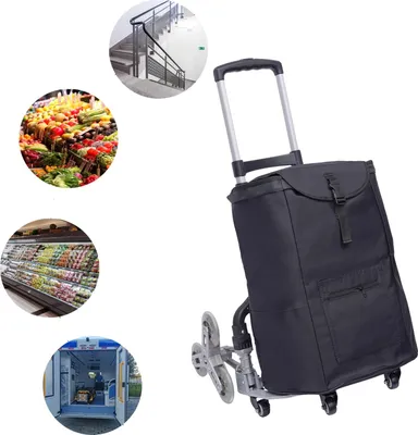 Produktbild von Treppensteiger-Wagen, Aluminium + PP, Einkaufstasche Größe 32x22x50 cm, Tragfähigkeit auf flachem Boden 75 kg, Tragfähigkeit beim Treppensteigen 40 kg, Griffhöhe 67-106 cm