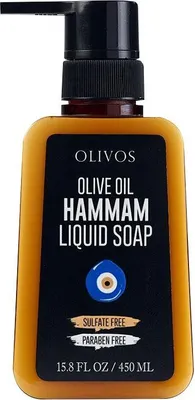 Produktbild von OLIVOS Olive Oil Liquid Soap Hammam 12 Stück á 450ml, flüssige Handseife Seife aus 100% Olivenöl mit Hamam
