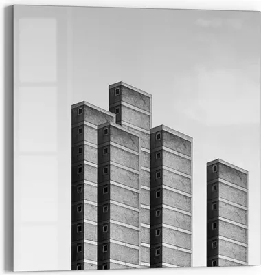 Produktbild von DEQOART Glasbild Echtglas 50x50 cm 'Urbane Geometrie' Wandbild Bild modern Deko