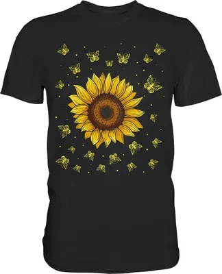 Produktbild von Sonnenblume Schmetterling T-Shirt – Black / 5XL