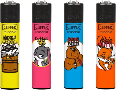 Zdjęcie produktu dla Zestaw 4 zapalniczek Clipper®: leśne zwierzęta