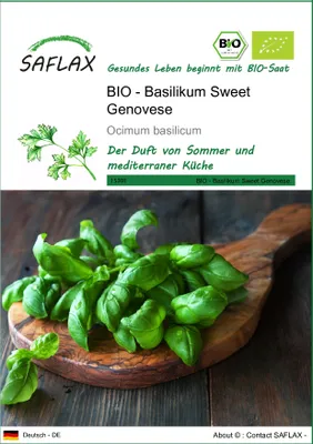Produktbild von SAFLAX - BIO - Basilikum Sweet Genovese - 800 Samen - Ocimum basilicum