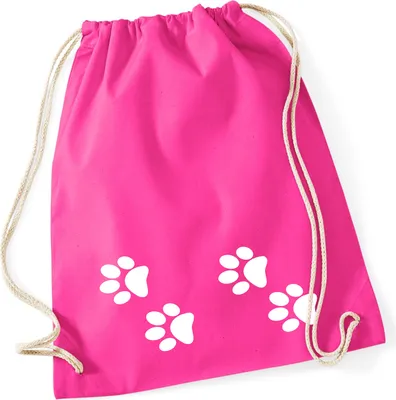 Produktbild von Huuraa Turnbeutel Fußtapsen Tapsen 12 Liter Fuchsia Baumwolle Rucksack Geschenkidee