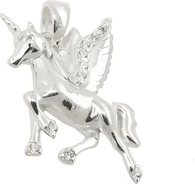 Produktbild von Anhänger 18x15mm Halsschmuck für Kinder Einhorn mit weißen Zirkonia 925 Silber