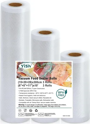 Produktbild von YISH Vakuumierbeutel 3 Rollen Vakuumierfolie: Vakuumbeutel Lebensmittel 15/20/28