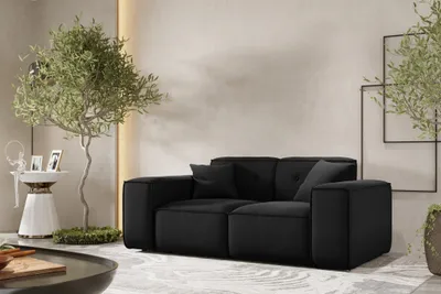 Produktbild von Sofa Designersofa CESINA 2-Sitzer in Stoff Opera Velvet Schwarz