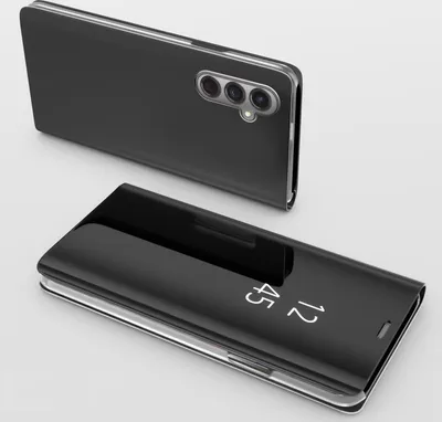 Produktbild von Handy Hülle für Samsung Galaxy S24 Clear View Hülle Klapp Flip Hülle Bumper Cover Spiegel Mirror – Farbe: Schwarz