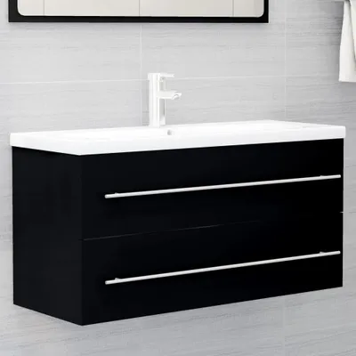 Image de The Living Store Meuble sous-lavabo noir 100x38,5x48 cm bois composite