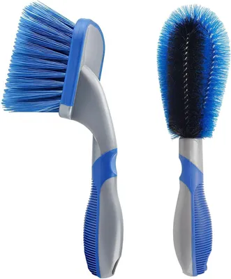 Produktbild von Bürstenset für Felgen, 2 Stück - Autoreinigung - Felgenreinigung - Rutschfeste Griffe - 26 und 27 cm - Blau