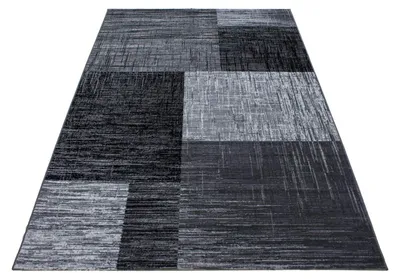 Image de Ayyildiz | Tapis Moderne - Rectangles Gris-Noir - 140 cm x 200 cm - Antistatique et Doux