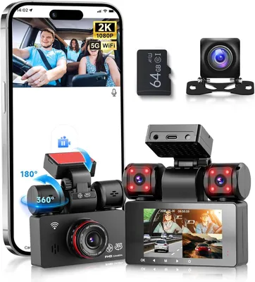 Immagine prodotto di Dashcam - Telecamera da auto - Telecamera per auto - Telecamera per auto (olandese) - Quad-camera - Telecamera frontale 2K + 3 telecamere 1080P