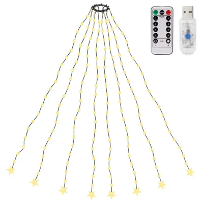 Produktbild von SALCAR 1,5m Christbaumbeleuchtung mit Ring, Weihnachtsbaum Lichterkette mit 8 Girlanden, 120 LED Lichterkette für Baum, Tannenbaum, Grüngürtel, Busche - Warmweiß