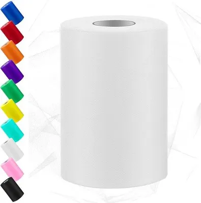 Obrázek produktu pro Bílá polyesterová gáza o šířce 15 centimetrů a délce 91 metrů – ideální pro vlastní umělecké projekty, narozeninové aranžmá a svatební dekorace.