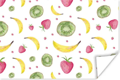 Produktbild von MuchoWow® Poster Obst - Aquarell - Weiß - Muster 90x60 cm - Schlafzimmer