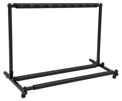 Image de Support pour guitares - 9 places - Pliable - Autoportant - En métal - Pour guitares électriques et basses - 110 x 47 x 73 cm - Noir