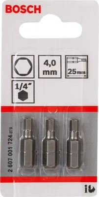 Produktbild von Schrauberbit Extra-Hart HEX 4, 25 mm, 3er-Pack