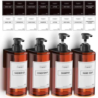 Imagen del producto de Dispensador de jabón de pared, 500 ml, color marrón, sin necesidad de taladrar, ideal para cocina y baño