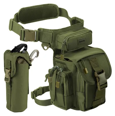 Image de Poche tactique pour jambe, modèle homme, imperméable, sacoche de ceinture militaire avec poche pour bouteille, couleur verte
