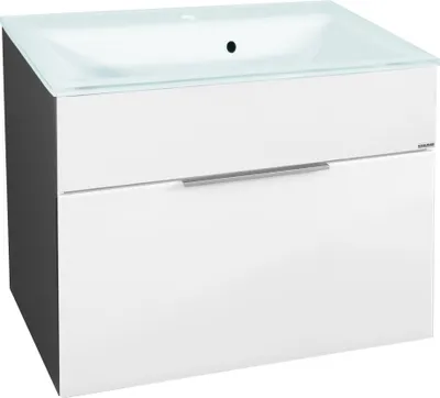 Produktbild von Fackelmann KARA Badmöbel Set 2-teilig, 80 cm, Anthrazit/Weiß, Glas weiß, 1 Schublade