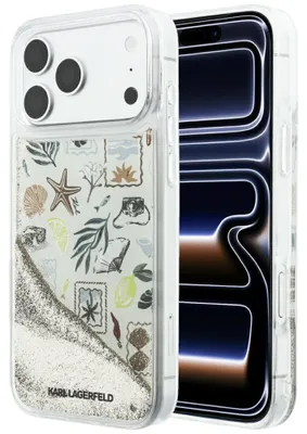 Produktbild von Hülle für iPhone 18 Pro Max / 17 Pro Max von Karl Lagerfeld, Modell Liquid Glitter, Farbe: Beige