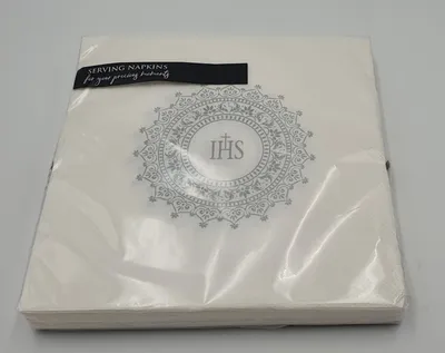 Zdjęcie produktu dla serwetki Komunijne IHS 33x33cm 20szt. srebrny | SP33-63-018