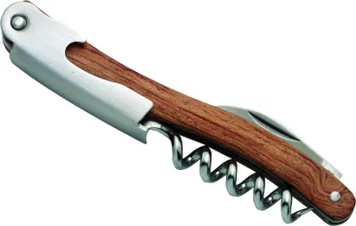 Produktbild von Kellnermesser Nature aus Massivholz und Edelstahl mit gezahnter Klinge, Korkenzieher und Flaschenöffner