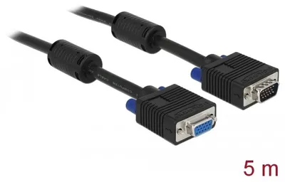 Produktbild von DeLOCK 5m VGA Cable, 5 m, VGA (D-Sub), VGA (D-Sub), Schwarz, Stecker/Buchse