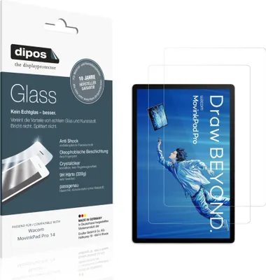 Immagine prodotto di 2x Pellicola Protettiva per Wacom MovinkPad Pro 14 Protezione Vetro Flessibile 9H dipos