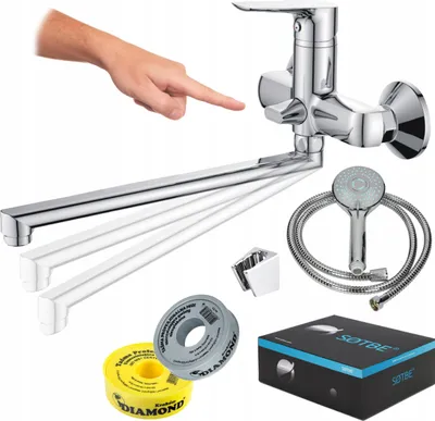 Immagine prodotto di Rubinetteria da bagno a parete per vasca da bagno, mobile, rubinetto girevole, interruttore rotante