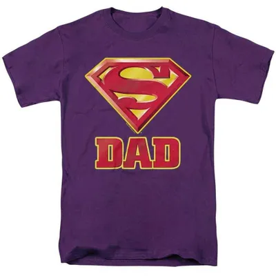 Image de T-shirt "Super Dad" Superman, pour hommes et femmes, modèle unie (TV38749), taille XL, couleur violet