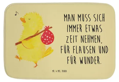 Produktbild von Mr. & Mrs. Panda Badematte Küken Wander - Gelb Pastell - Geschenk, Weltenbummler, Duschvorleger, Ostern, Badteppich, badezimmermatte, Frohe, Badvorleger, Badläufer, Ei