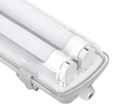 Produktbild von Eikuavons T8 LED-Feuchtraumleuchte IP65, 18 W 120 cm, 2-flammig, Neutralweiß 4500 K, LED-Wannenleuchte für Keller, Garage & Werkstatt