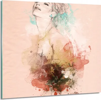 Produktbild von Portrait Aquarell für Badezimmer Bild auf Glas 60x60