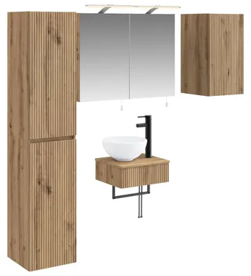 Produktbild von vidaXL Badezimmermöbel-Set 5 pcs Artisan-Eiche Ingenieurholz und Glas
