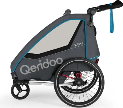 Image de Qeridoo QUPA 2 - Remorque vélo pour 2 enfants, couleur : bleu