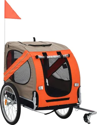 Produktbild von Hundeanhänger Fahrradanhänger Hundetransporter Transportanhänger für Hunde Hundefahrradanhänger Orange 130x73x90cm