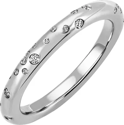 Produktbild von Ring Damenring mit 34 verstreuten Diamanten Brillanten, 585 Gold Weißgold Innenumfang 52mm  Ø16.6mm