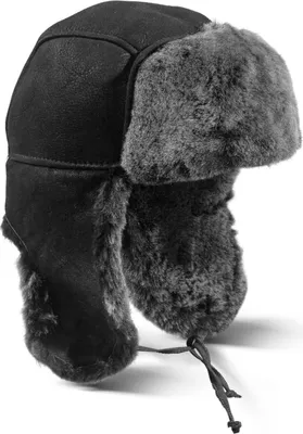 Produktbild von Lammfell-Mütze Wintermütze Leder schwarz 60 Herren Louie