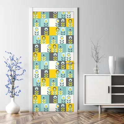 Produktbild von Dekorative Aufkleber Türtapete selbstklebend Klebefolie Geometrische Blumen 85 x 200 cm