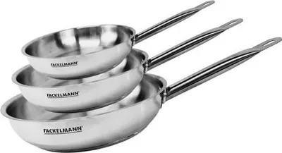 Immagine prodotto di Set di 3 padelle Fackelmann Eterna, 20, 24 e 28 cm, acciaio inossidabile 18/8, adatte a tutti i tipi di fornelli, compresa l'induzione, e al forno.