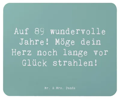 Produktbild von Mr. & Mrs. Panda Mauspad Spruch 89. Geburtstag - Meeresbrise - Geschenk, Mousepad, liebevoll gestaltet, pc, Geburtstagsfeier, 89 Jahre, computer, herzlicher, Glückwunsch