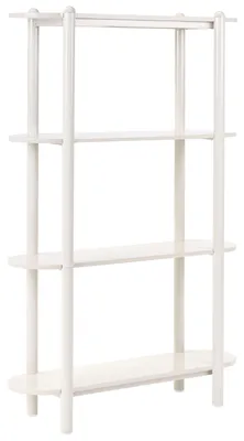 Obrázek produktu pro BELIANI Knihovna béžová MDF 170 x 110 cm 3 police oválná lakovaná retro styl obývací pokoj kancelář
